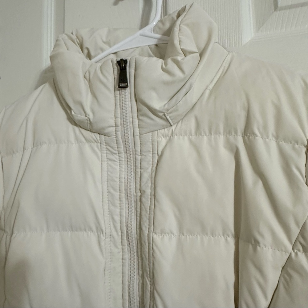 Lauren Ralph Lauren Down Puffer Coat Women’s Medium Ivory Long Winter Jacket - Picture 6 of 14